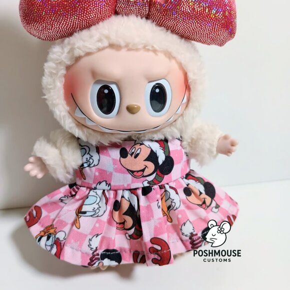 Disney Mickey Holiday Christmas Dress with Oversized Bow Labubu Outfit - Picture 3 of 6